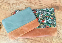 Load image into Gallery viewer, Medium Nesting Zipper Pouch in Waxed Canvas and Leather