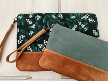 Load image into Gallery viewer, Medium Nesting Zipper Pouch in Waxed Canvas and Leather